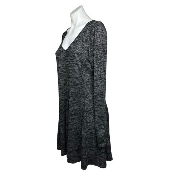 Hollister Dark Gray Jersey Long Sleeve Scoop Neck Fit & Flare Sweater Dress Sz L - Picture 2 of 6
